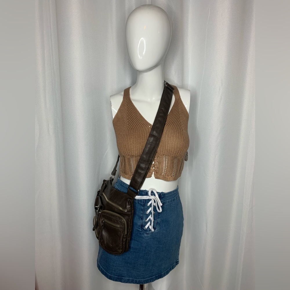 FOREVER 21 Lace up mini denim skirt
